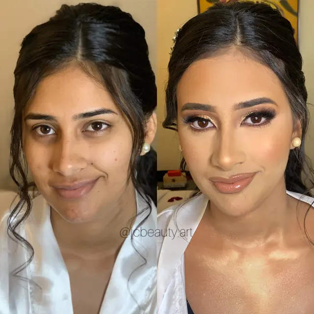 Antes y después: maquillaje de novia con recogido y ahumado suave